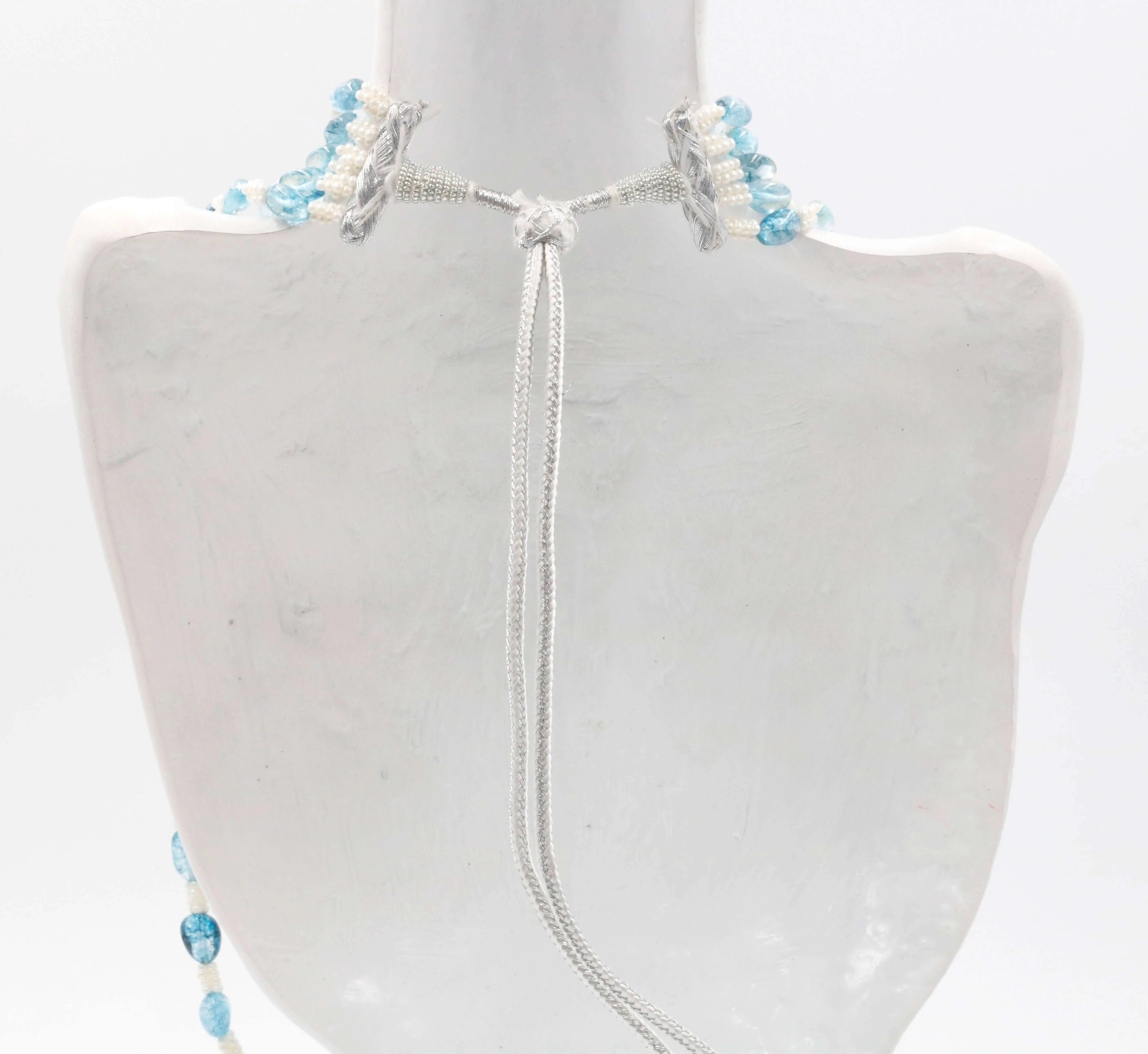 Layered Quartz Necklace Gemstone Long Layered Necklace Indian Necklace Sarafa Necklace Adjustable Necklace Handmade Beaded Necklace SKU 6143012