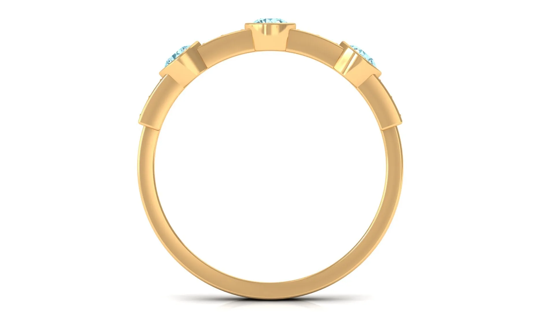 Minimal Half Eternity Ring with Aquamarine and Diamond