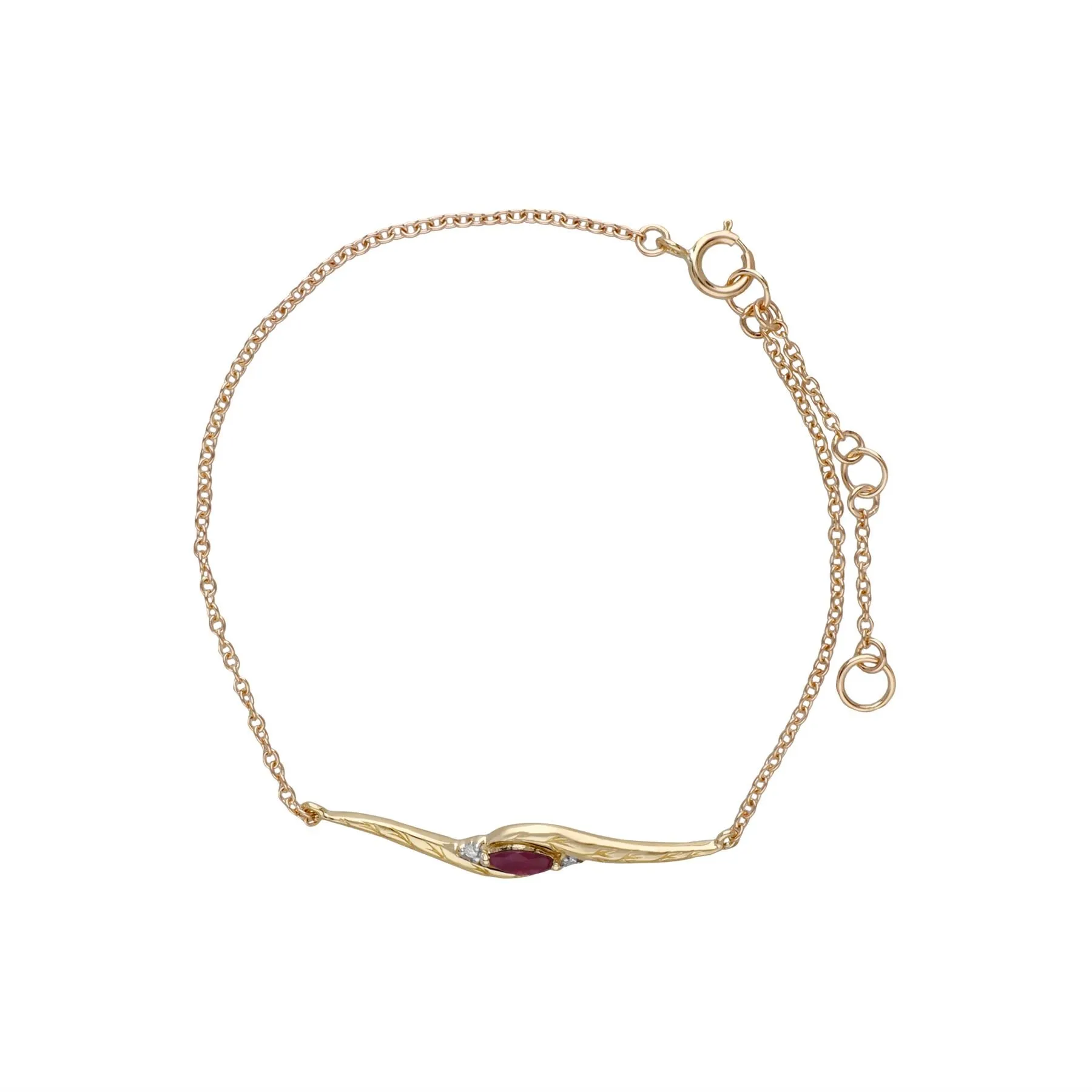 Rubin & Diamant Marquise Gedrehtes Armband in 9ct Gelb Gold